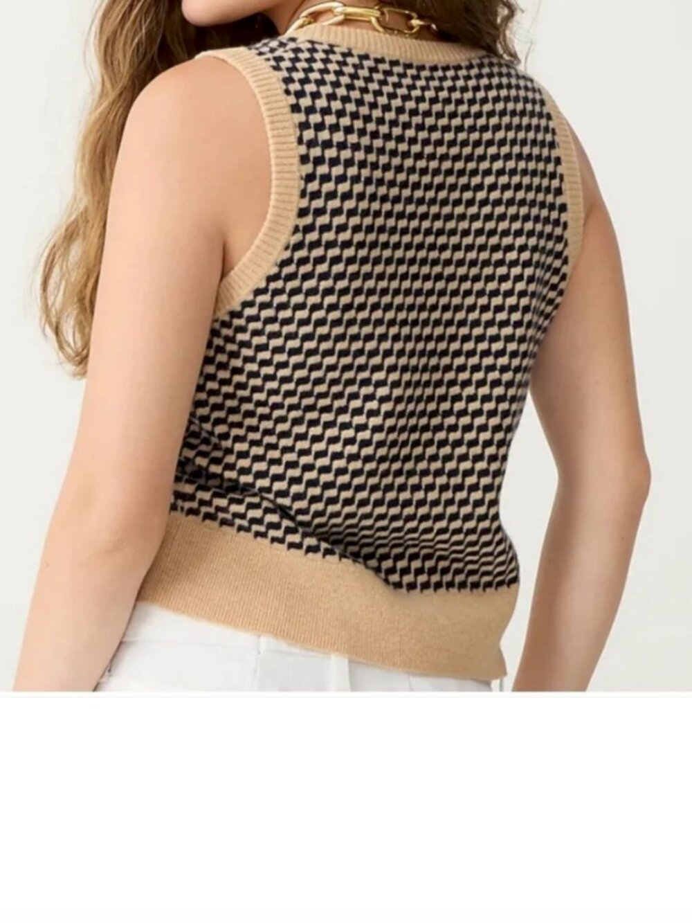 J Crew Cashmere Jacquard V-Neck Sweater Vest - Picture 2 of 7